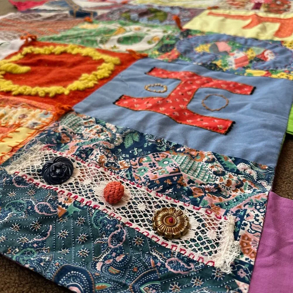 Vintage Alphabet Quilted Folk Art Patchwork Handmade 73